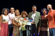 El alcalde, ediles y la pregonera durante el acto de inicio oficial de fiestas.