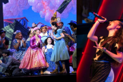 Elena Guirau durante el musical Mago de Oz (izquierda) y durante una de sus actuaciones en 'Popstars' (derecha).