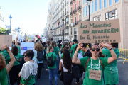 Profesores manifestándose la semana pasada en las manifestaciones en Madrid.