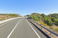 Tramo de la carretera cortada en el término municipal de Huércal-Overa.