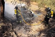Vehículo que ha aparecido calcinado en Abrucena minutos después del tiroteo.