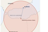 Mapa elaborado con IA que muestra el alcance potencial de los lanzamisiles comprados por Marruecos.