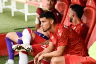 El argentino en el banquillo del Estadio de los Juegos Mediterráneos.