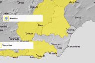 Alerta amarilla en Almería por lluvias, tormentas y nieve.