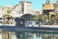 El submarino ‘Narval’, de la Marina de Guerra Española, cuando llegó al puerto el 6 de diciembre de 1975.