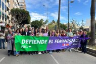 Miembros del Partido Socialista en la manifestación del 8M del domingo por la mañana