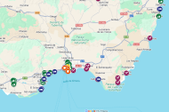 Mapa de restaurantes sin gluten en la provincia de Almería.