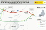 Mapa de las afectaciones al tráfico en el tramo Níjar-Río Andarax de la Alta Velocidad.