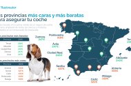 Precio medio del seguro de coche por provincias según Rastreator.