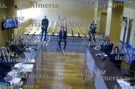 Javier Aureliano García, en el centro, detenido y declarando ante el juez por el Caso Mascarillas el pasado 20 de noviembre.