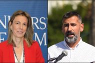 Fátima Pérez, oradora de ‘Los Coloraos’ y Diego Ferrón, pregonero de la Feria de Almería