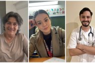 Juliana Rodríguez (docente especializada en Lengua y Francés), Estrella González (docente especializada en francés) y David Rueda (sanitario)