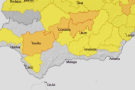Mapa de avisos meteorológicos para este viernes en Andalucía.