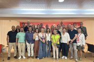 Fátima Herrera, junto a su equipo, tras ganar las primarias del PSOE de Almería capital.