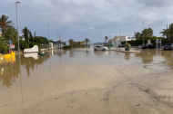 Avenida de Castellón, en Vera Playa, tras las lluvias de este viernes.