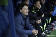 Rubi en el banquillo de La Rosaleda en un Málaga-Almería.