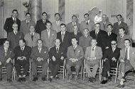 La junta directiva del Colegio de Agentes en el Círculo Mercantil en 1959.
