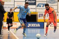 Lance del encuentro entre el Surseeds El Ejido Futsal y el Barça Futsal.