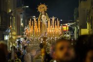 La Virgen de las Angustias, patrona de Vera, durante la procesión en la conmemoración de su coronación.