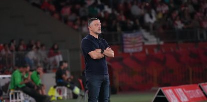 García Pimienta en el Estadio de los Juegos Mediterráneos.