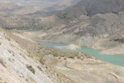 El pantano de Cuevas del Almería, muy por debajo de lo que suele ser habitual con 9,42 hectómetros.