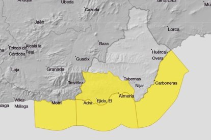 Mapa de la Aemet para la jornada de este lunes 26 de enero en la provincia de Almería.