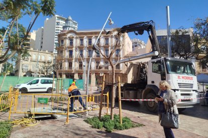 Retirada de postes en la parte más alta del Paseo de Almería