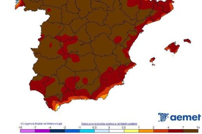 Mapa de la Aemet que muestra las temperaturas extraordinariamente altas del pasado 20 de abril.