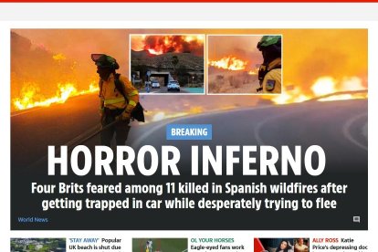Así abre su edición digital el famoso The Sun de Reino Unido.