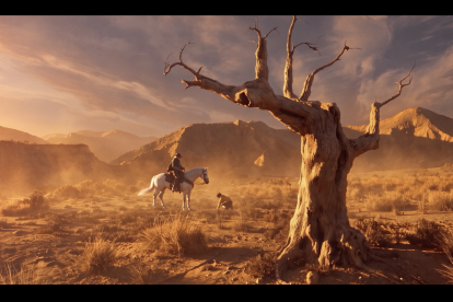 Fotograma de una secuencia del corto 'The Surrender' ambientada con referencias al Desierto de Tabernas.