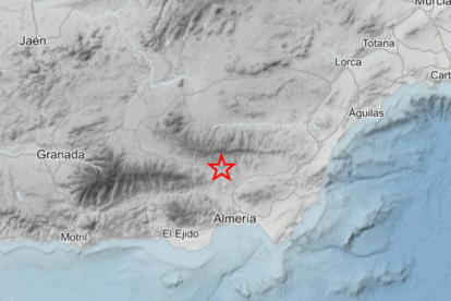 Epicentro del nuevo temblor de tierra en Almería