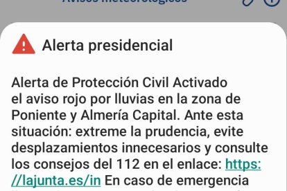 Mensaje recibido en los móviles
