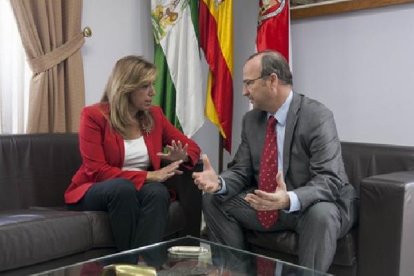 Susana Díaz y el alcalde en su último encuentro.
