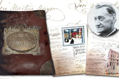 Fotomontaje con imágenes del libro y el retrato de Navarro Darás.