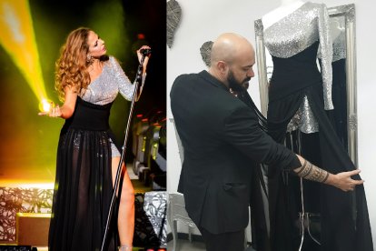 Pastora Soler en su inicio de gira y Sergi Regal mostrando su creación, como muestra la foto de Isidoro P.