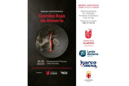 Cartel anunciador de la Semana Gastronómica de la Gamba Roja.