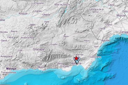 Epicentro del terremoto registrado en Almería.