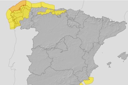 Mapa de España con los avisos de este miércoles.