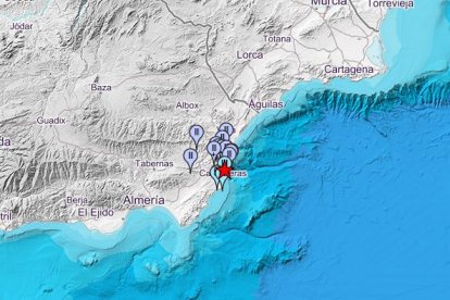 Epicentro del nuevo seísmo registrado en la provincia de Almería.