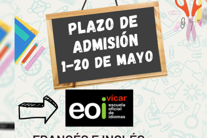 Cartel anunciando el plazo de matriculación.