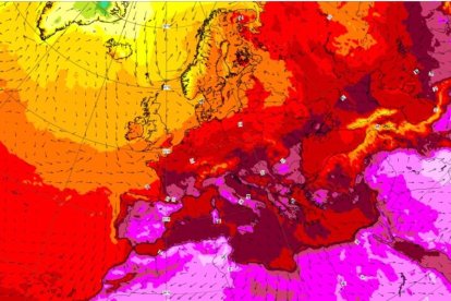 Imagen de archivo de un mapa de temperaturas.