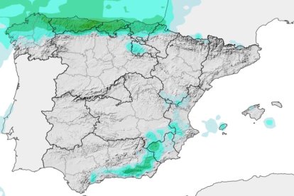 Mapa de probabilidad de precipitaciones de la AEMET.