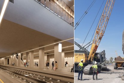 A la derecha, el inicio de las obras del túnel de Lorca.