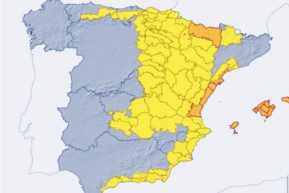 Mapa de España de este sábado con las previsiones y alertas meteorológicas.