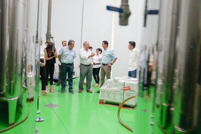 El presidente de Diputación, Javier A. García, en la bodega de aceite de Óleo Almanzora.