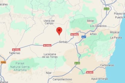 Mapa con el epicentro del terremoto sucedido esta mañana.
