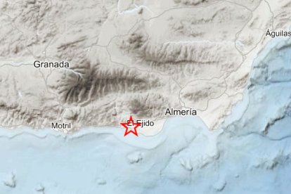 Epicentro del último temblor de tierra en la provincia de Almería.