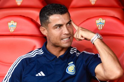Cristiano Ronaldo en su visita a Almería el pasado año, pero no pudo jugar ni un solo minuto.