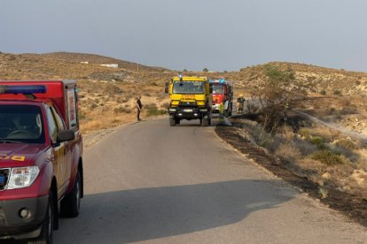 Imagen del conato de incendio en Los Malenos este domingo.