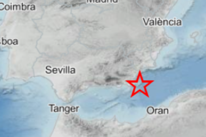 Epicentro del terremoto en el mar de Alborán.
